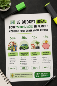 Femme heureuse consultant son budget financier mensuel.