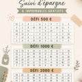 Une image d'enveloppes colorées utilisées pour le challenge d'épargne hebdomadaire.