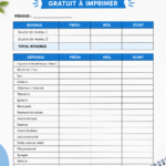 Planificateur de budget imprimable et stylisé sur une table en bois