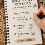 Femme utilisant un ordinateur pour établir un budget personnel.