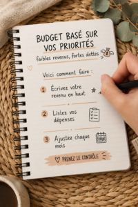 Femme utilisant un ordinateur pour établir un budget personnel.