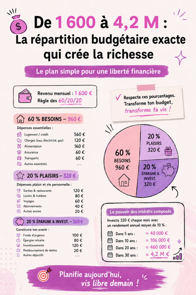 Une femme tenant un carnet de budget avec des graphiques de finances en arrière-plan.