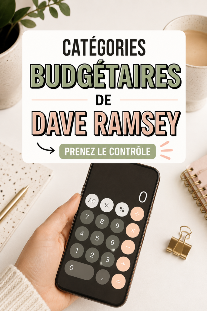 Catégories de budget claires sur un tableau, inspirées par Dave Ramsey