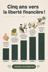 Femme réfléchissant à sa liberté financière sur un bureau avec des documents posés.