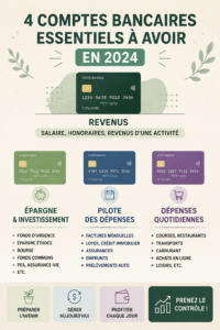 Visualisation de différents types de comptes bancaires avec des éléments financiers