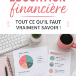 Femme en train de prendre des notes sur ses finances personnelles, entourée de livres de finance.
