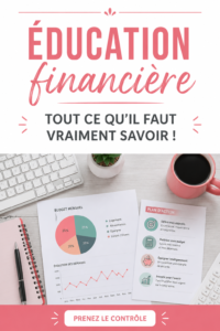 Femme en train de prendre des notes sur ses finances personnelles, entourée de livres de finance.