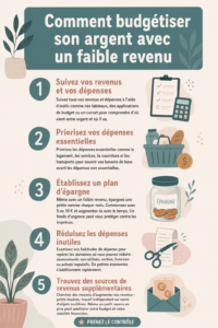 Illustration d'une femme examinant ses finances pour gérer son budget