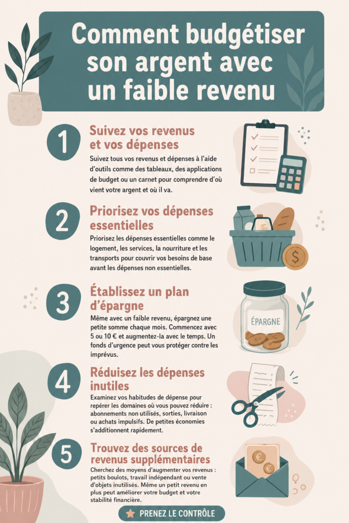 Illustration d'une femme examinant ses finances pour gérer son budget