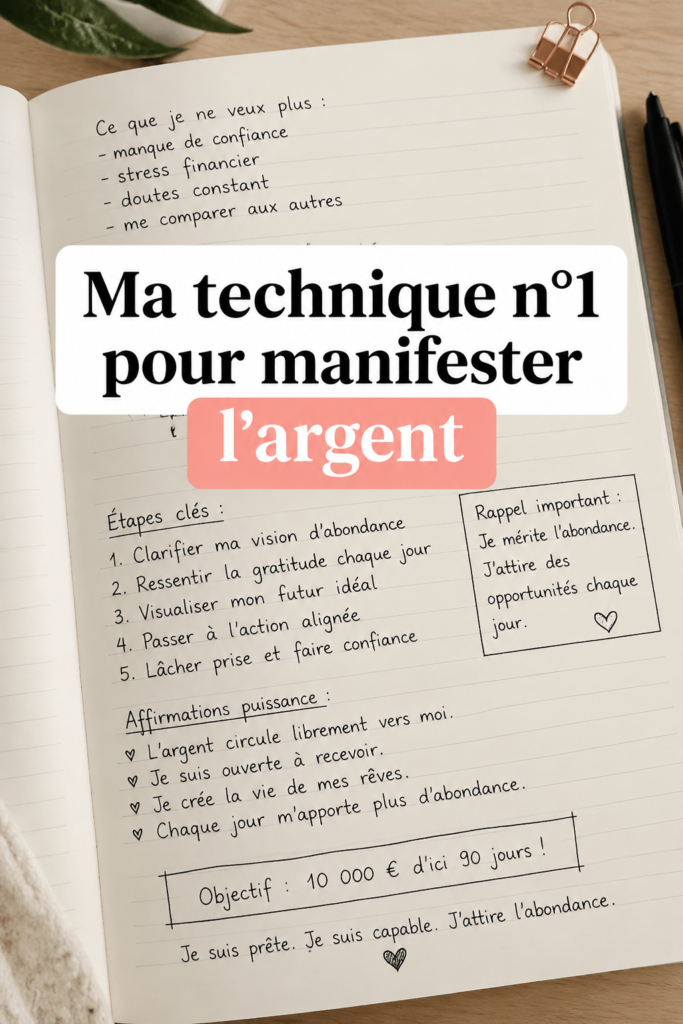 Femme méditant dans un cadre serein, symbolisant la manifestation de richesse et d'abondance.