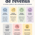 Illustration montrant différentes sources de revenus, incluant des symboles d'investissement et de salaires.