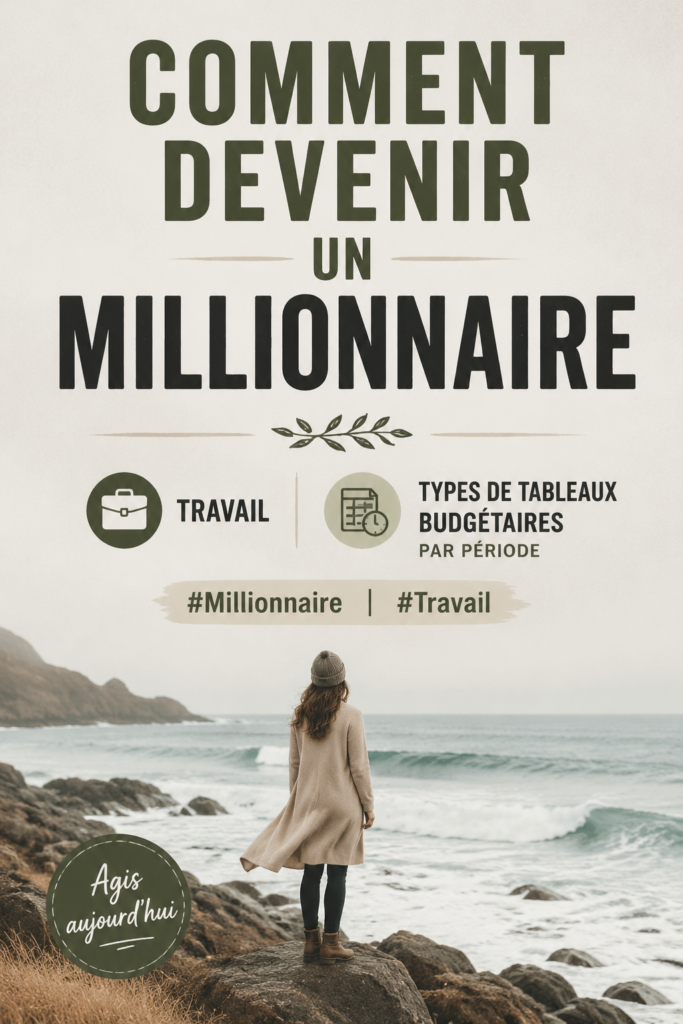 Une femme réfléchissant sur un budget à la maison, symbolisant la gestion financière et l'ambition de devenir millionnaire.