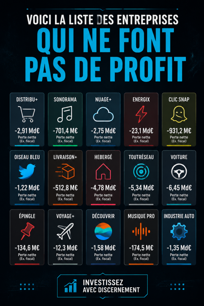 Illustration d'une entreprise moderne avec des graphiques de croissance sur un écran, représentant des sociétés non rentables.