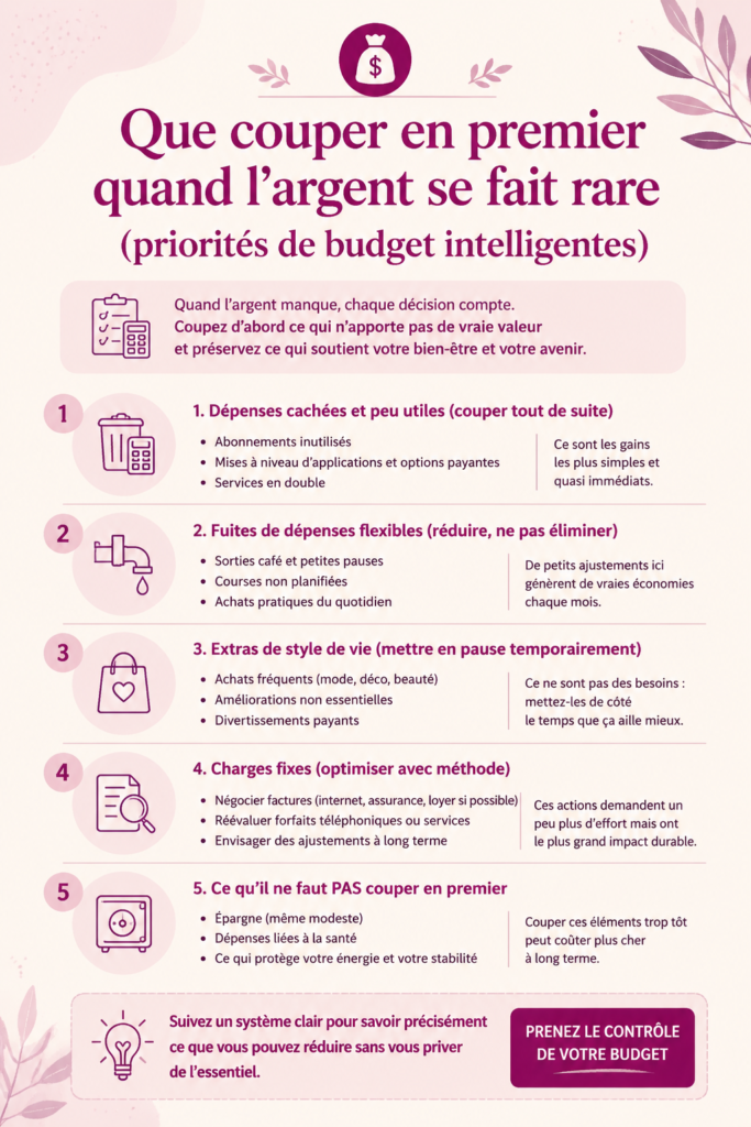 Femme tenant une calculatrice et un document de budget.