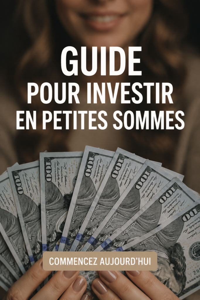 Une femme consultant des applications de micro-investissement sur son smartphone, entourée de graphiques financiers.