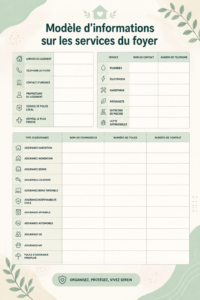 Modèle d'organisation d'utilités domestiques sur une table