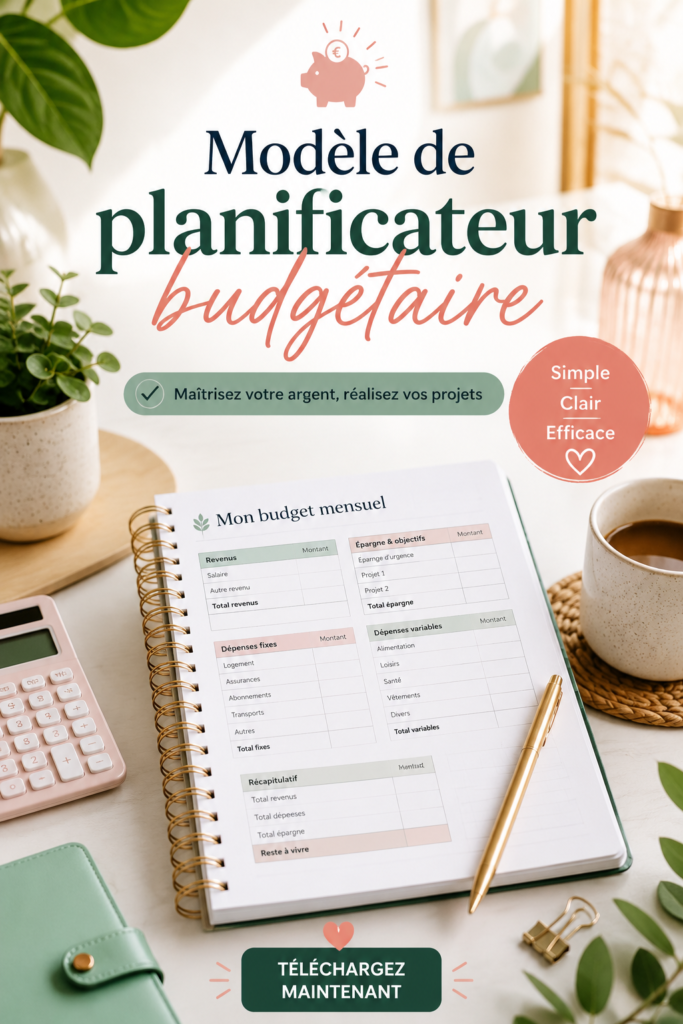 Modèle de planificateur budgétaire avec des catégories de dépenses