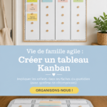 Tableau Kanban familial coloré avec des cartes de tâches