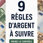 Illustration de conseils financiers avec des billets d'argent et un carnet de budget.