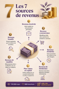 Femme souriante en train de gérer ses finances personnelles et ses différentes sources de revenus.