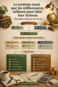 Illustration d'un système de gestion budgétaire 50/30/20