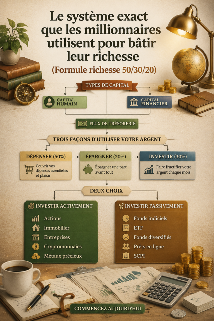 Illustration d'un système de gestion budgétaire 50/30/20