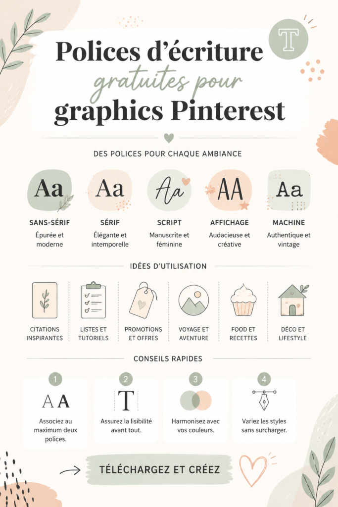 Sélection de typographies gratuites pour des créations Pinterest