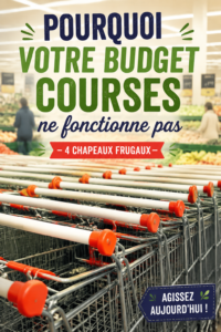 Femme souriante planifiant son budget alimentaire avec des courses devant elle