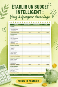 Femme souriante tenant un carnet et un stylo, réfléchissant à son budget familial.