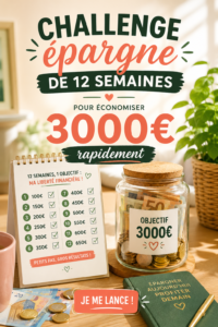 Challenge épargne de 12 semaines pour économiser 3000€ efficacement.