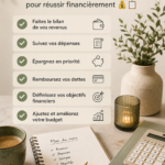 Checklist financière sur une table avec des fournitures de bureau.