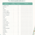 Femme joyeuse examinant ses finances avec un cahier de budget familial.