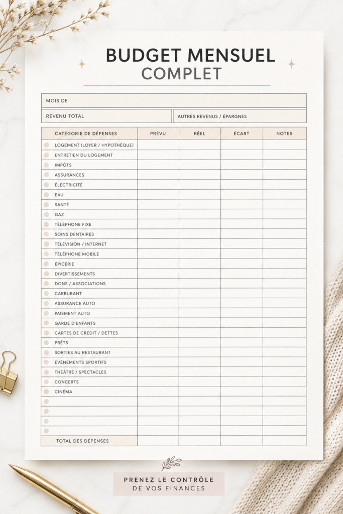 Créer un graphique simple pour une gestion efficace du budget familial