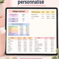 Un ordinateur montrant un tableur de budget familial sur l'écran, symbolisant une gestion financière organisée.