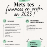 Illustration d'une femme organisant son budget familial avec un ordinateur et des documents.