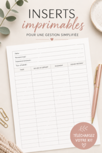 Exemple d'inserts imprimables pour la gestion budgétaire familiale