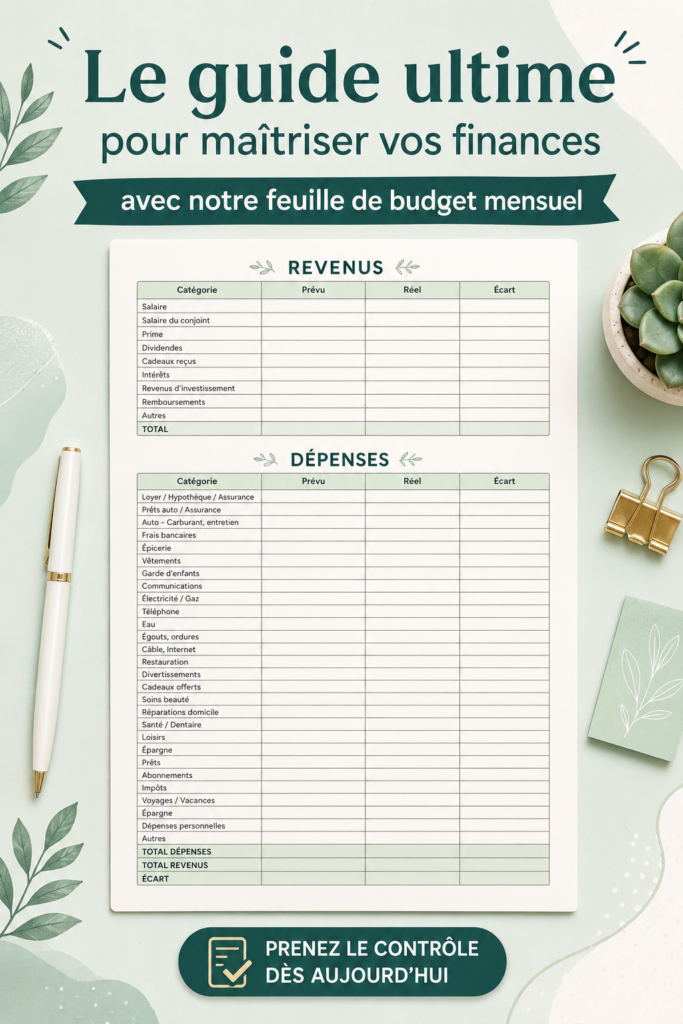 Femme souriante tenant une feuille de budget familial à l'écriture