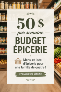 Menu hebdomadaire pour une famille de quatre à 50$ équilibré et savoureux
