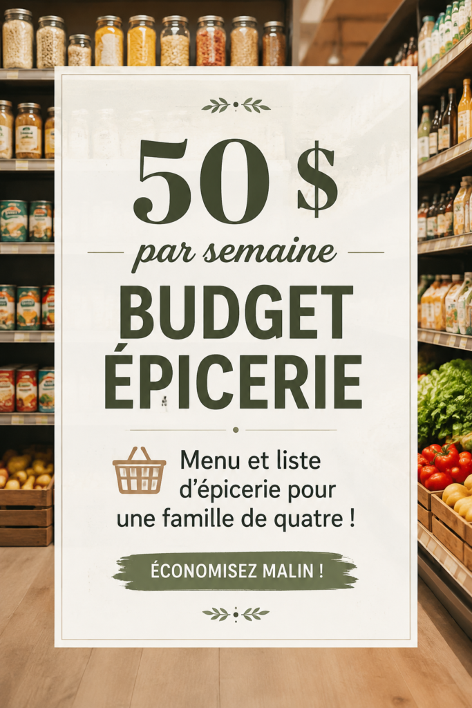 Menu hebdomadaire pour une famille de quatre à 50$ équilibré et savoureux