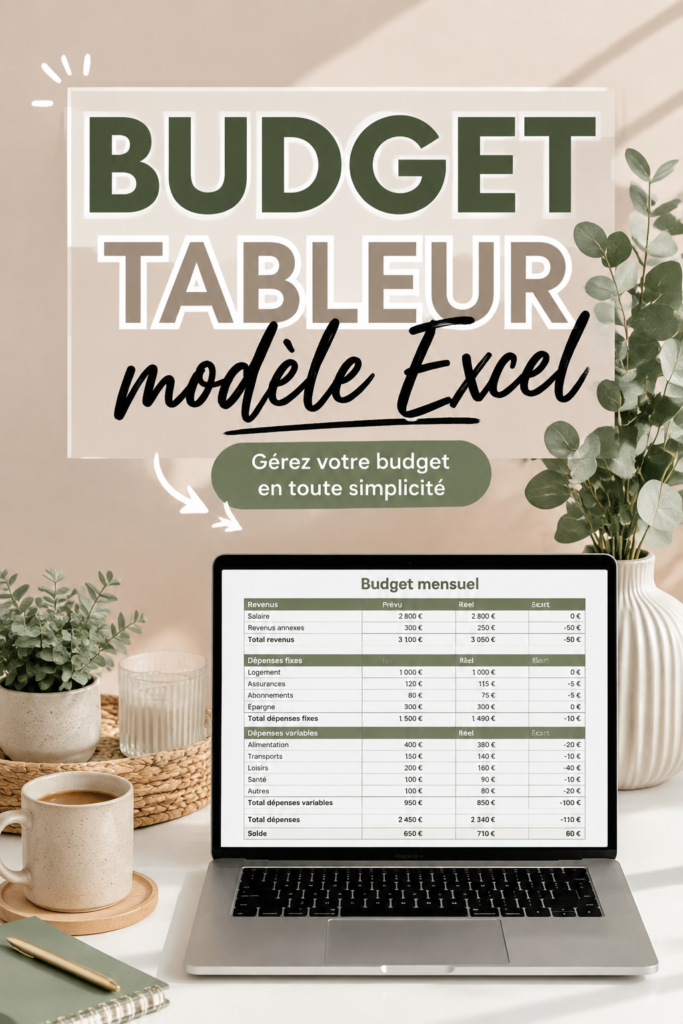 Modèle de budget familial sur un ordinateur avec Excel ouvert.