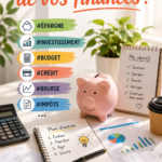 Une femme calculant son budget familial avec des outils d'épargne.