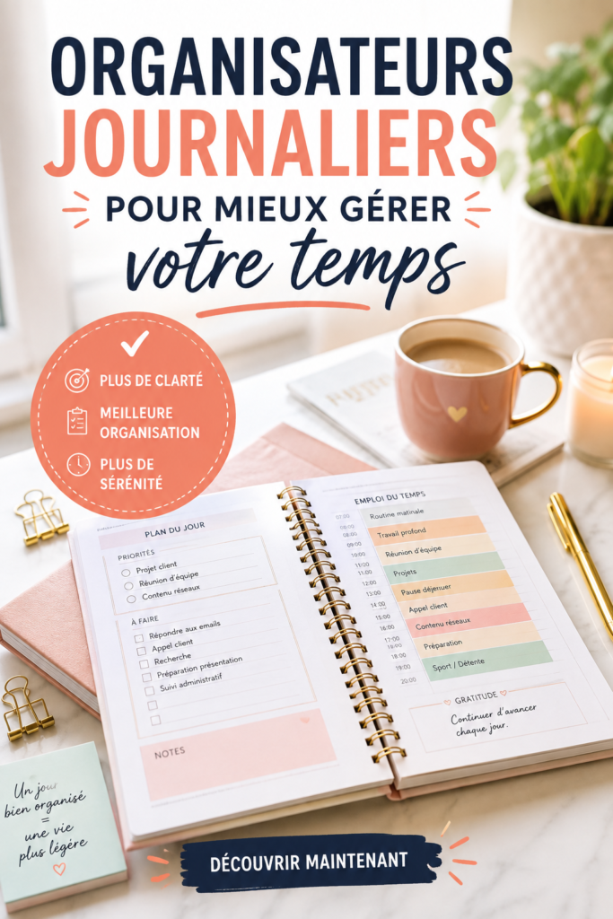 Une femme souriante utilisant un organisateur journalier pour planifier sa journée