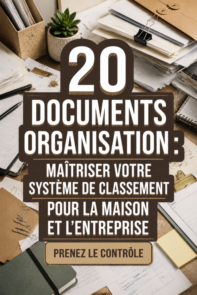 Un bureau bien organisé avec des documents classés clairement.