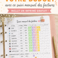Planificateur de budget familial sur une table avec des factures.