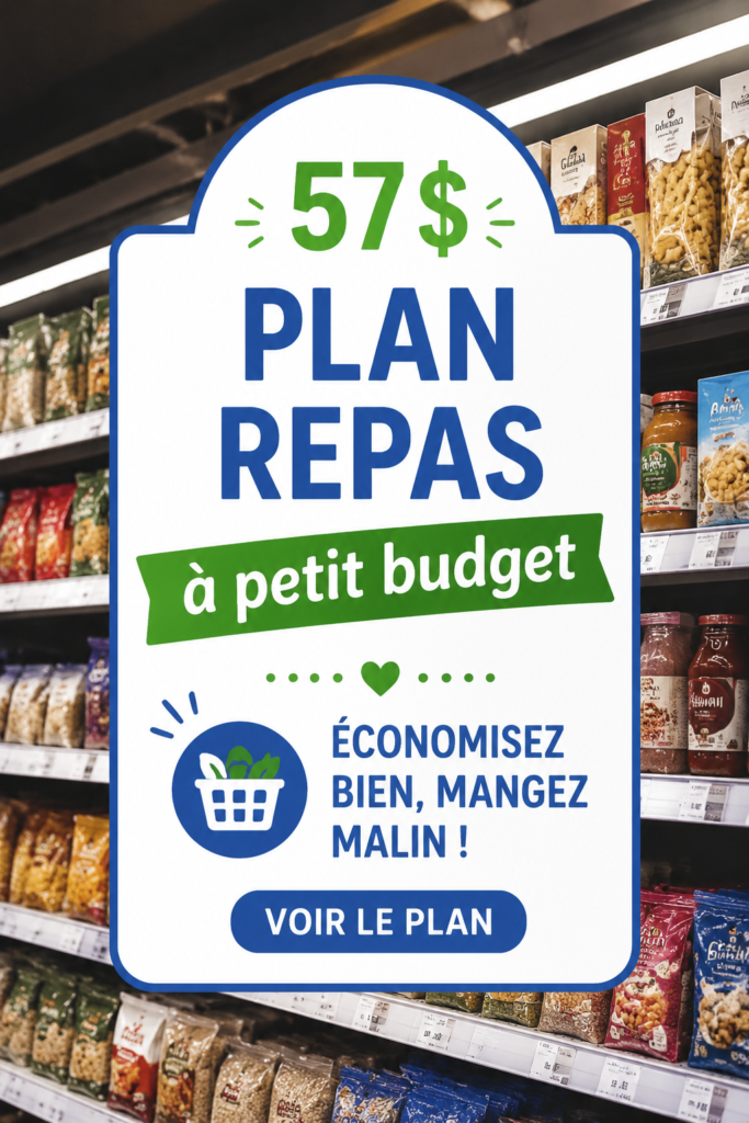 Un menu économique à 57 $ pour la famille avec des plats variés et appétissants.