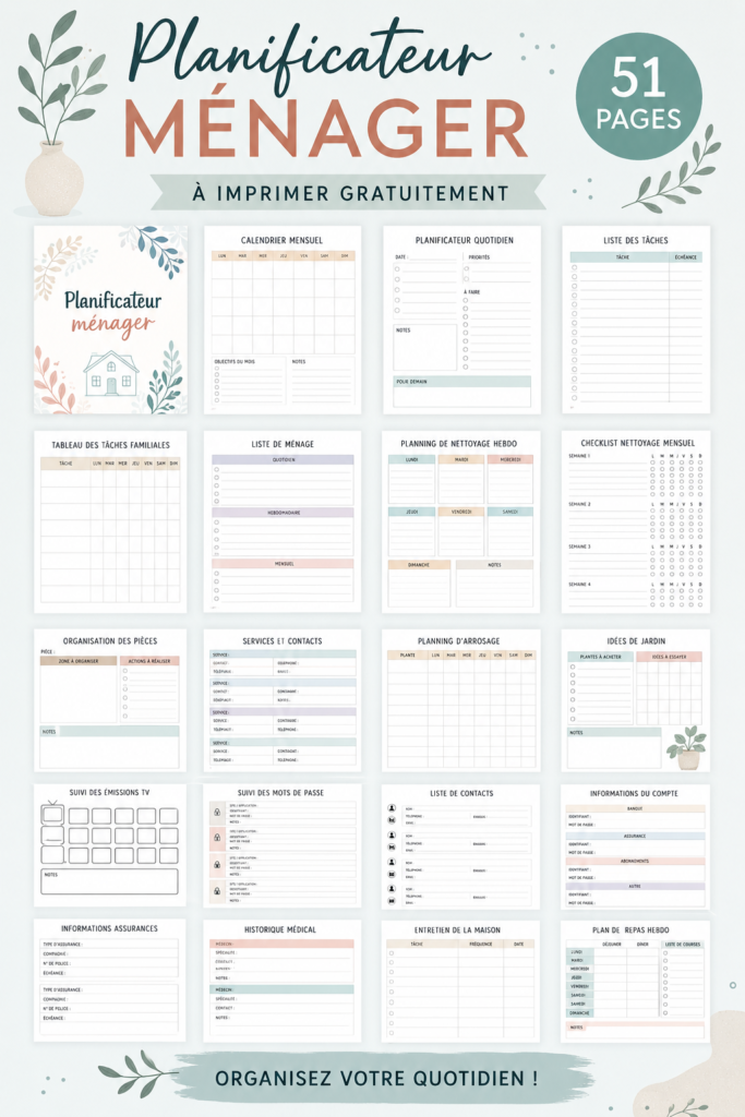 Planificateur familial à imprimer de 51 pages pour une gestion simplifiée du budget