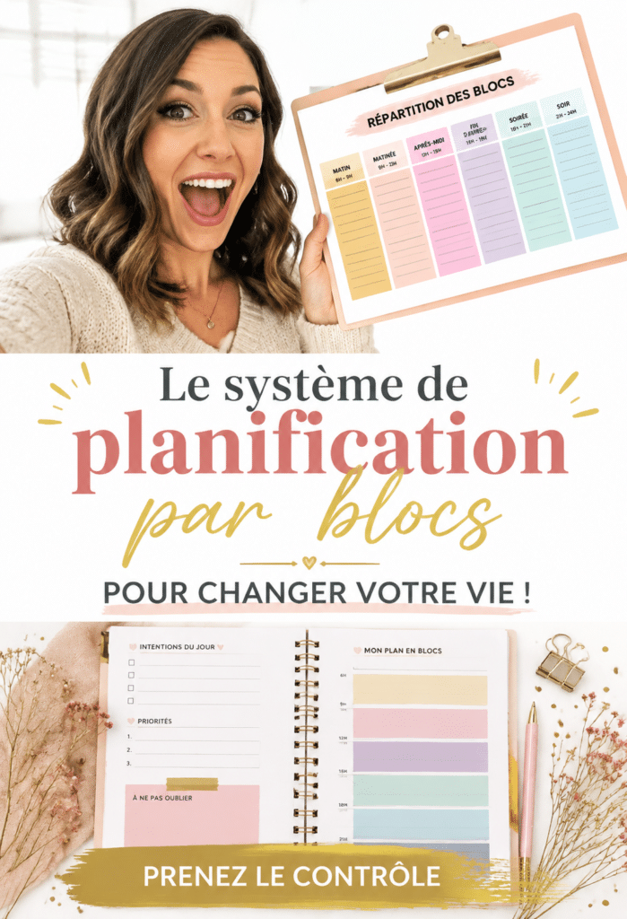 Un exemple de planning par blocs avec des couleurs, représentant une organisation quotidienne claire.
