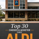 Sélection de produits d'épicerie Aldi, affichant des étiquettes de prix compétitifs