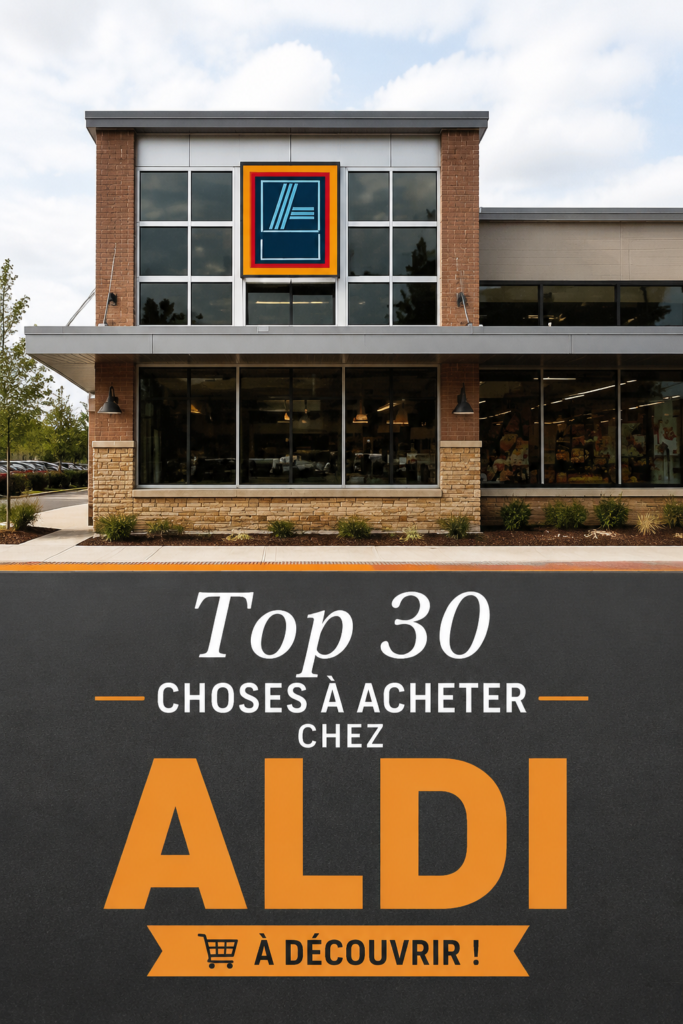 Sélection de produits d'épicerie Aldi, affichant des étiquettes de prix compétitifs