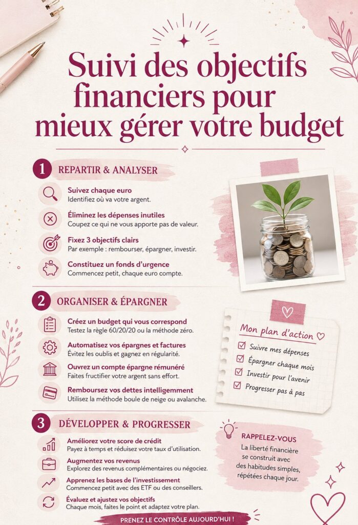 Femme utilisant un tracker d'objectifs financiers sur son ordinateur